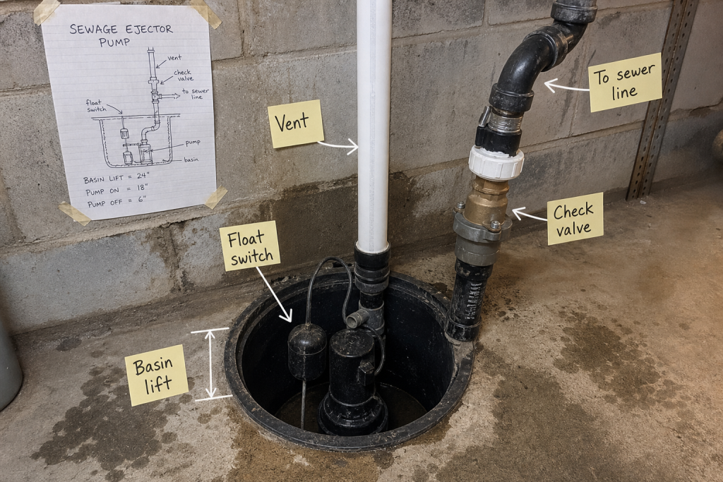What is sewage ejector pump